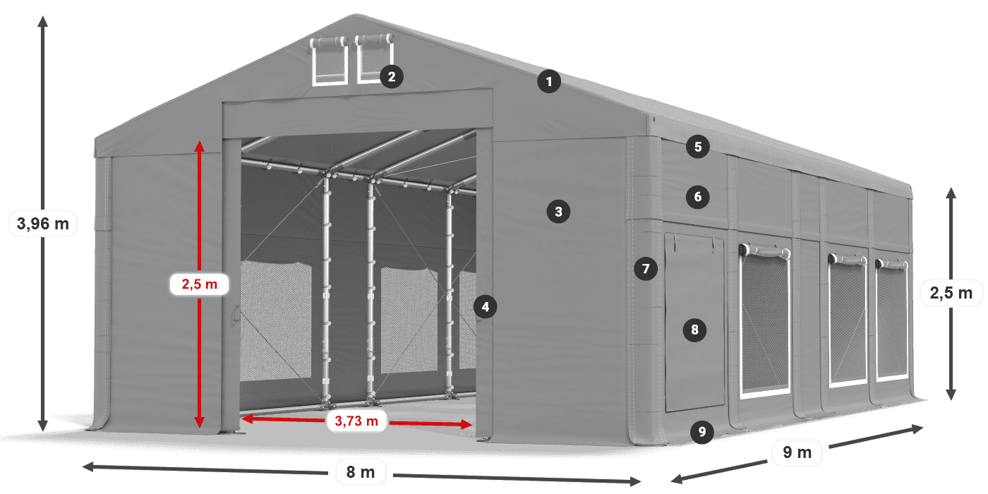 Acoperiș: MS 580 PVC Pereţi: SD M 500 PVC legenda 2.5m