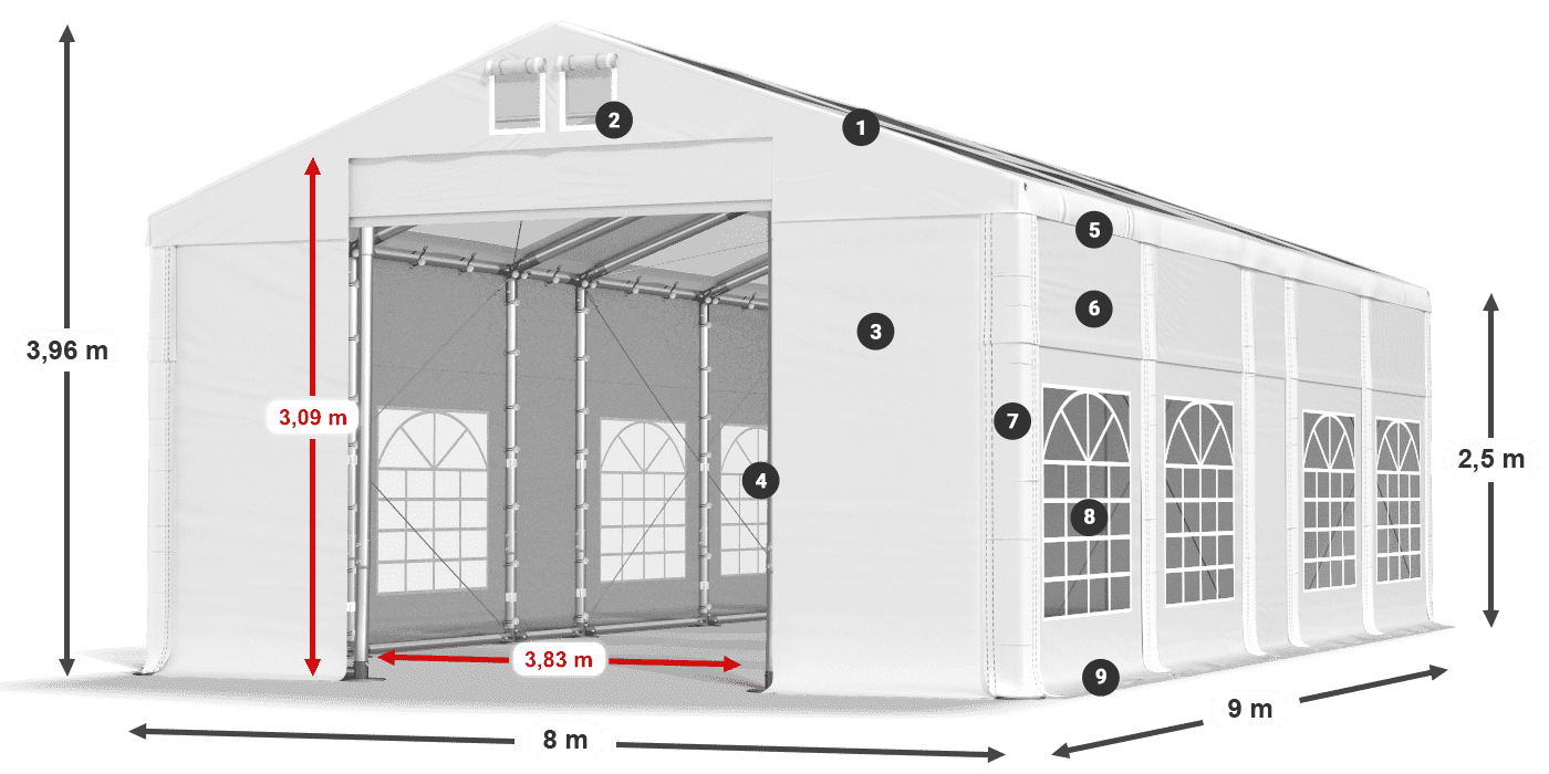 Acoperiș: MS 580 PVC Pereţi: SD 500 PVC legenda 2.5m