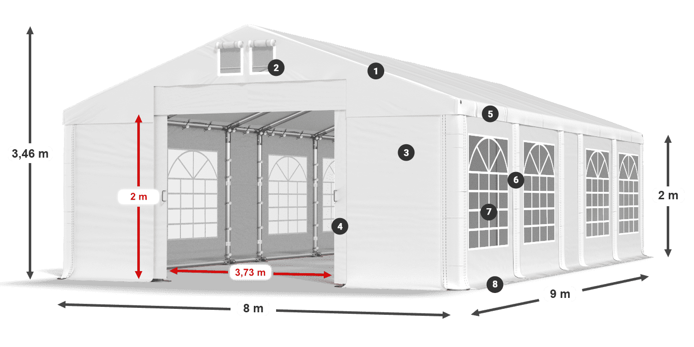Acoperiș: FR 620 PVC Pereţi: SD 500 PVC 2m legenda