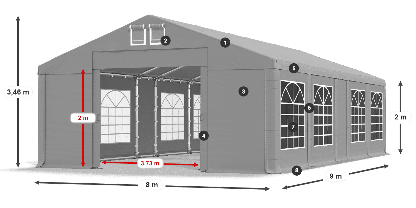Acoperiș: FR 620 PVC Pereţi: SD 500 PVC 2m legenda