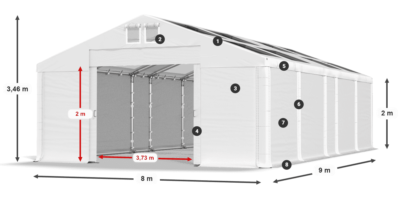 Acoperiș: MS T 580 PVC Pereţi: FR 620 PVC 2m legenda